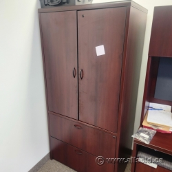 Mahogany 2 Door, 2 Drawer File and Storage Cabinet, Locking